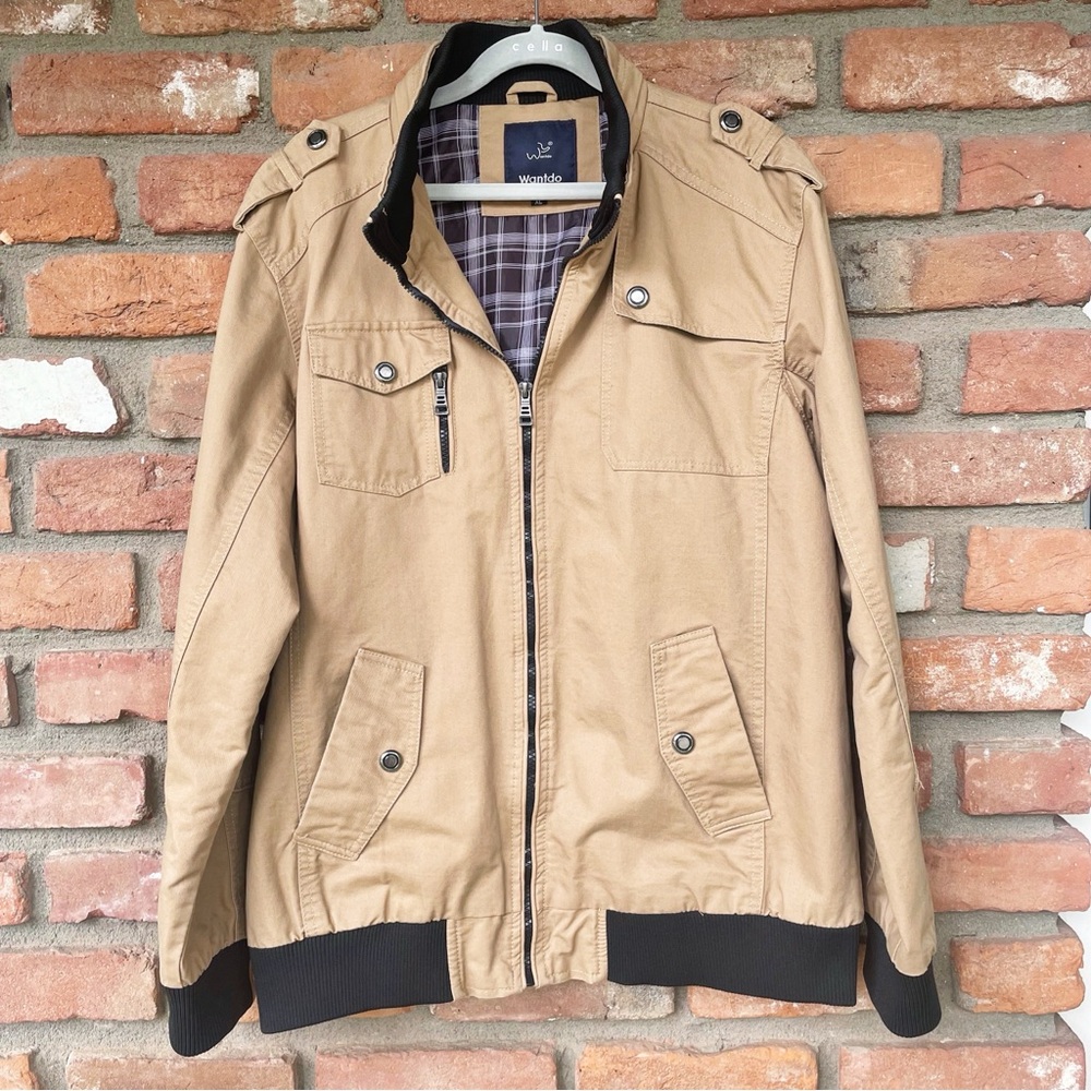 Wantdo Men’s Casual Canvas OutdoorJacket w/ Stand-up Collar Size XL